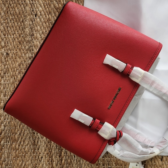 NEW Michael Kors - Jet Set Travel Small Saffiano Leather Top-Zip Tote Bag - Red - Picture 4 of 5